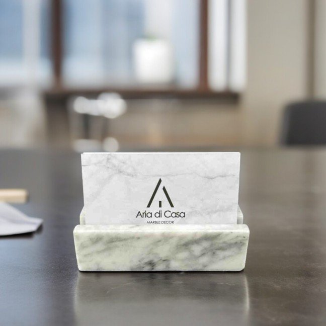 White Italian Marble 
Business Cards Holder