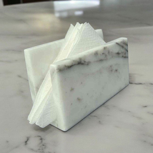 White Italian Marble 
Napkin Holder