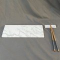 White Italian Marble Sushi Set: Plate & Cutlery Rest