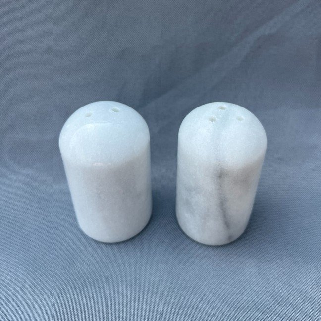 Set of Salt & Pepper 
White Italian Marble Shakers