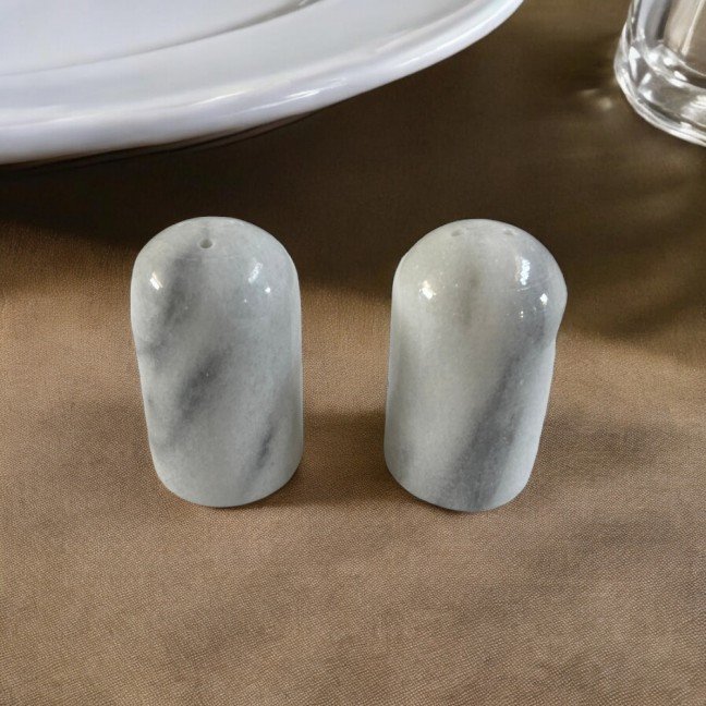 Set of Salt & Pepper 
White Italian Marble Shakers