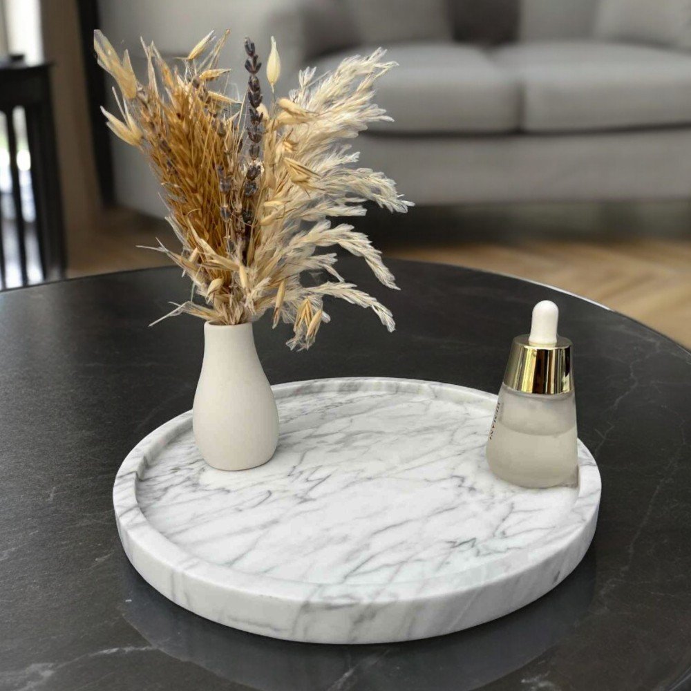 White Italian 
Marble Circular Plate