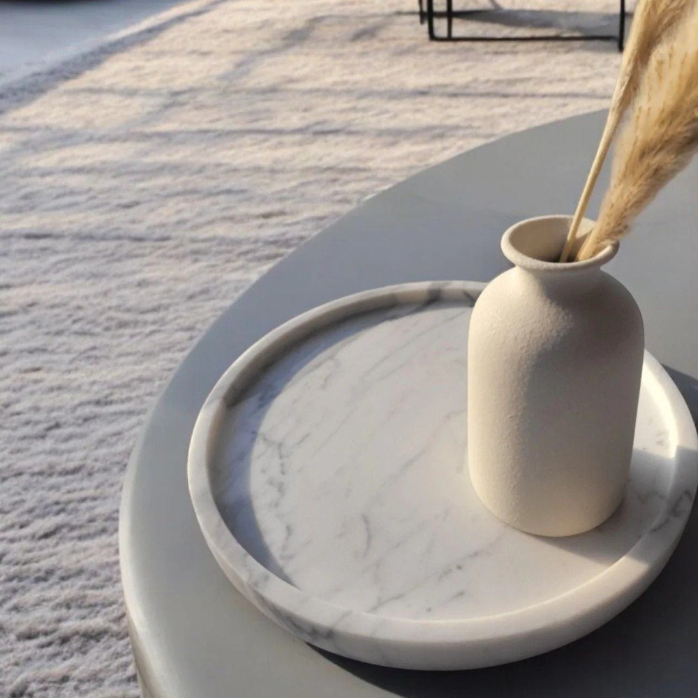 White Italian 
Marble Circular Plate