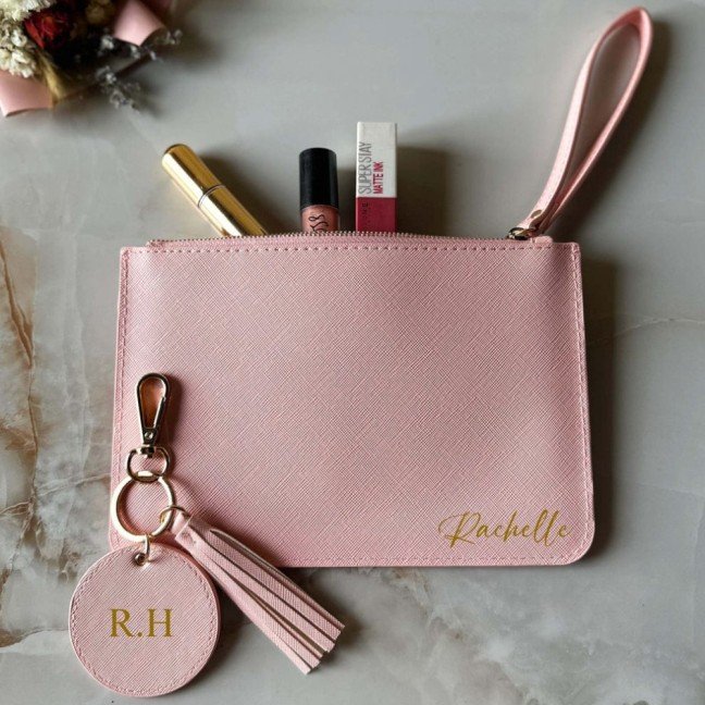 Personalized Pouch & 
Keychain Charm Set