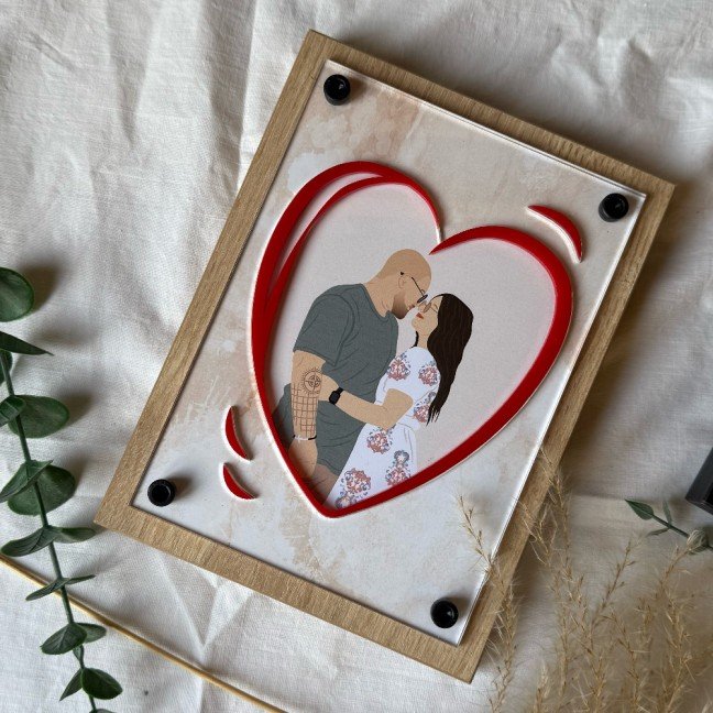 Custom Heart Frame 
Portrait Illustration