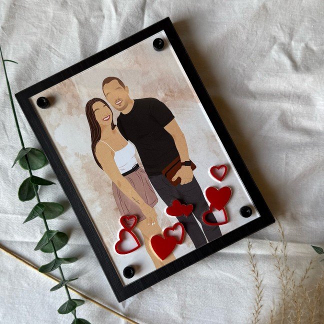 Custom Hearts Frame 
Portrait Illustration