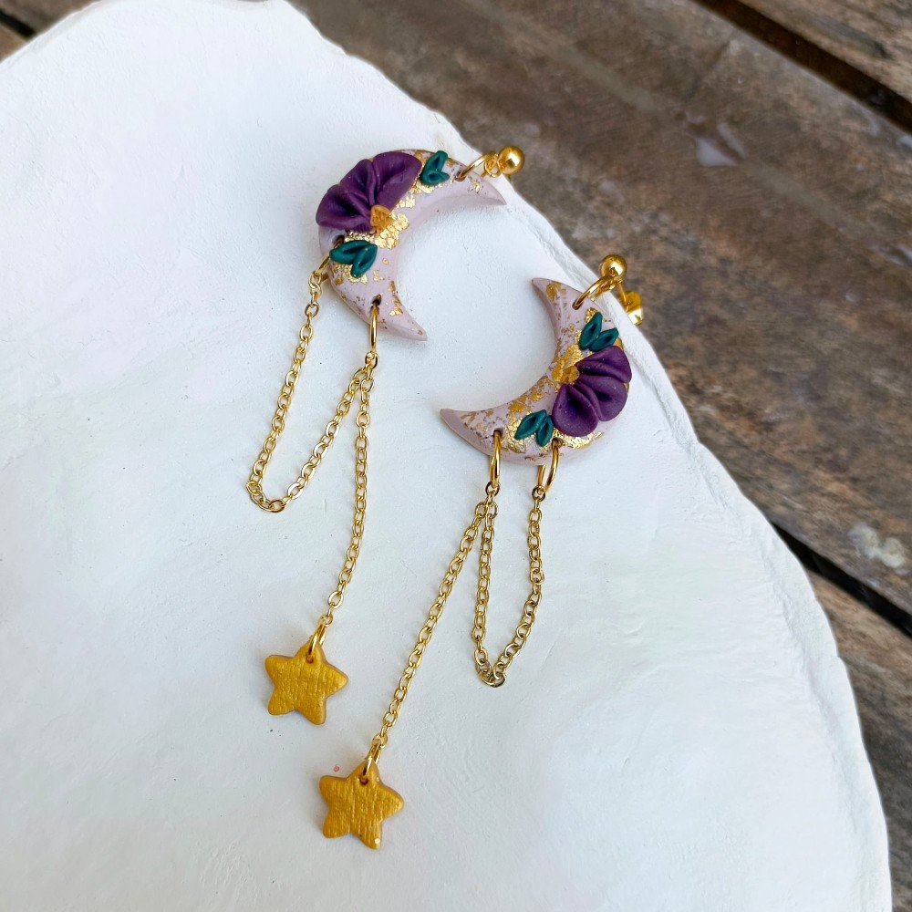 Luna Flora 
Clay Earrings