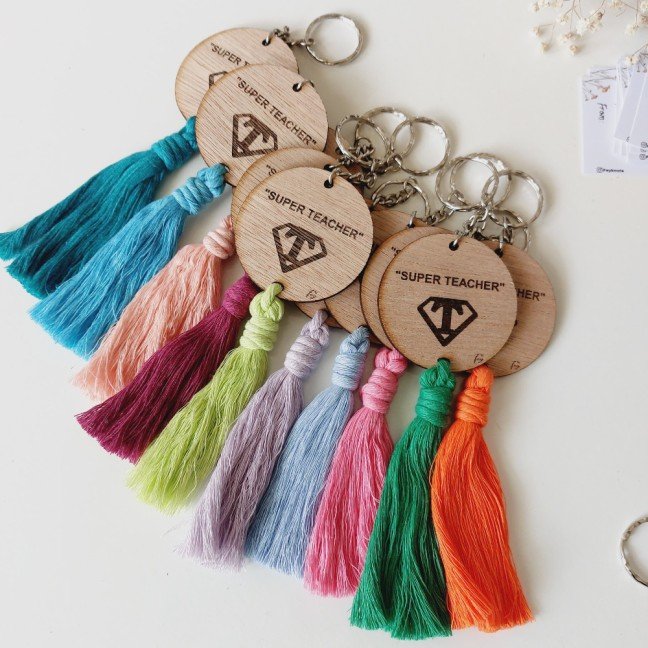 Customized Super 
Teacher Round Keychain