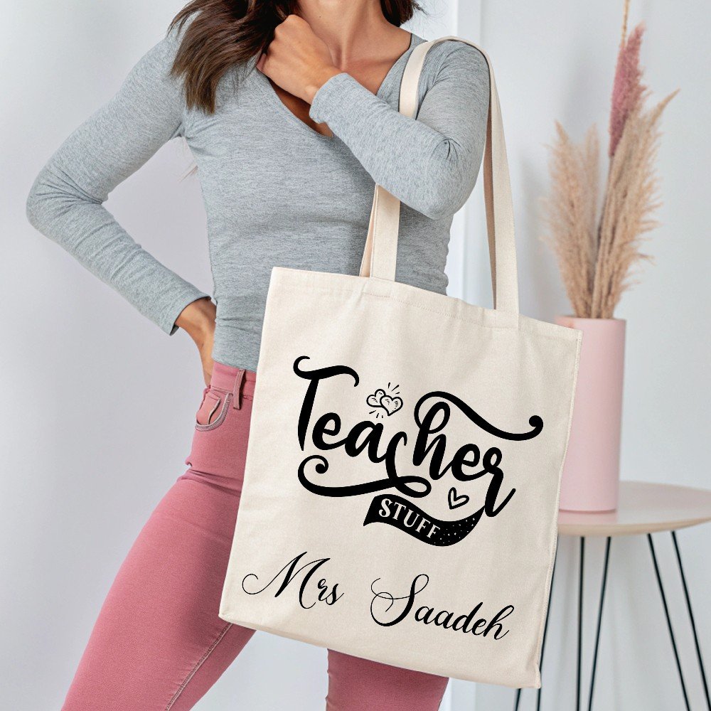 Customized Teacher 
Stuff Tote Bag
