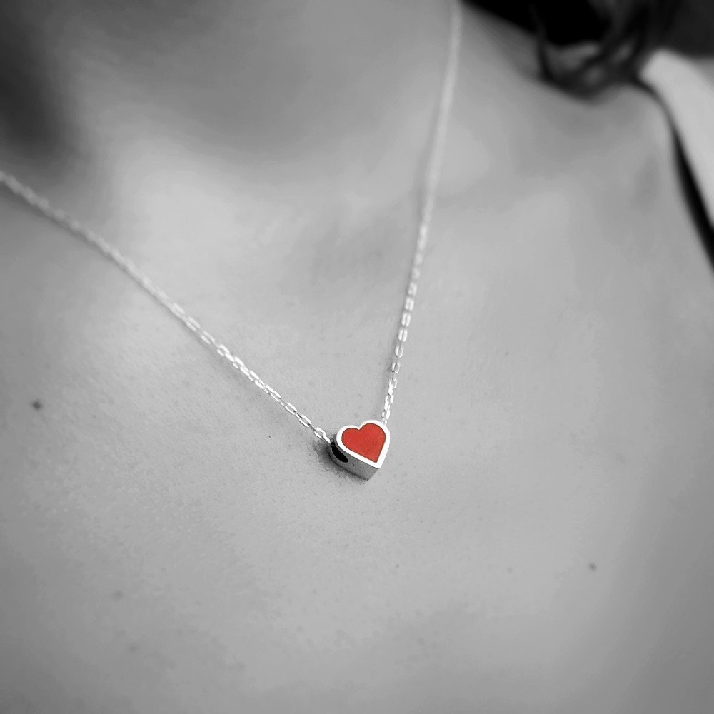 Colored Heart 
Silver Necklace