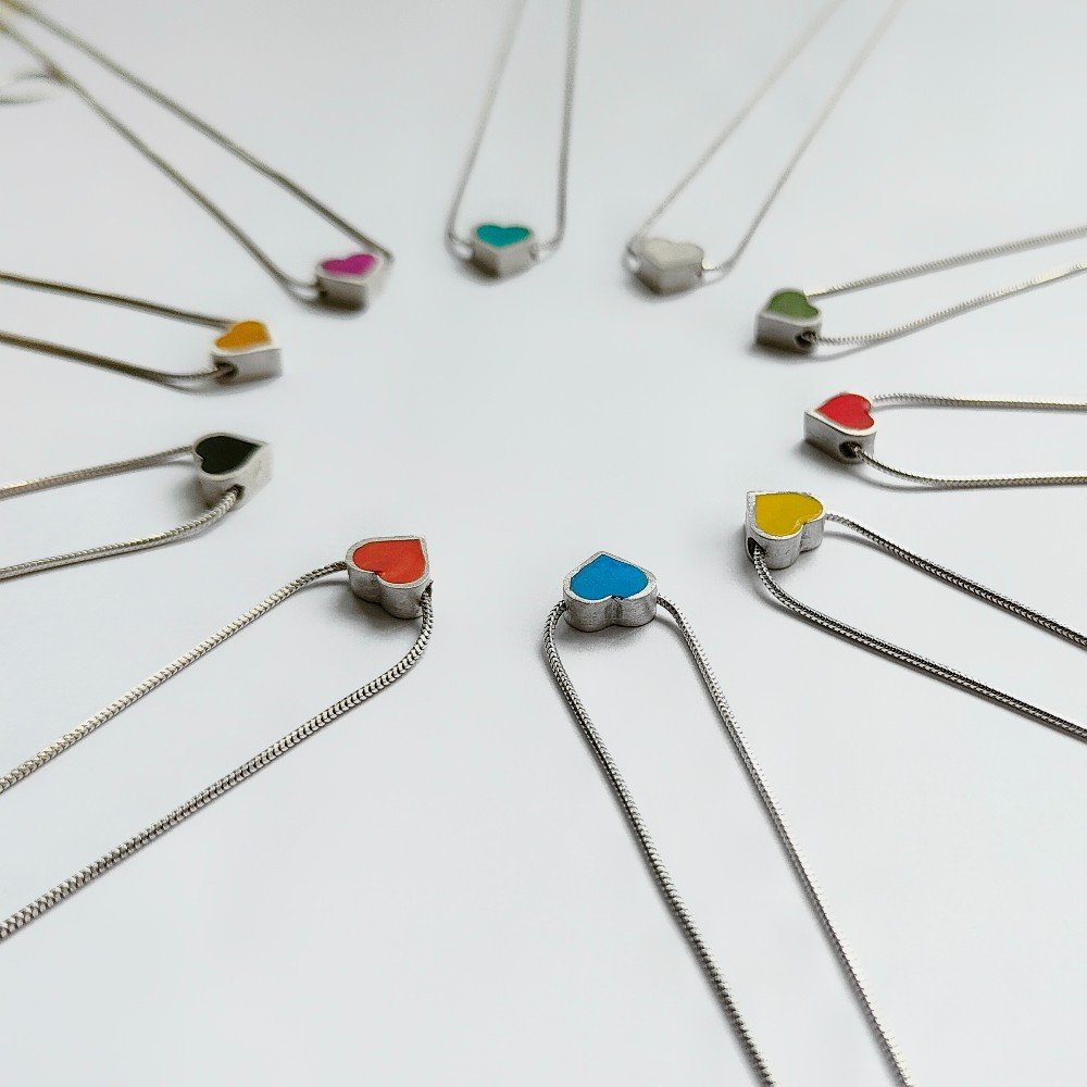 Colored Heart 
Silver Necklace