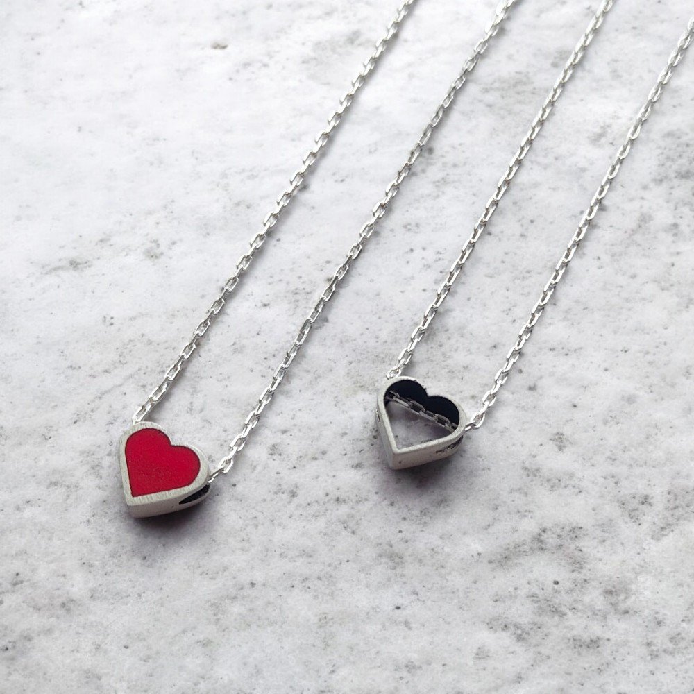 Colored Heart 
Silver Necklace