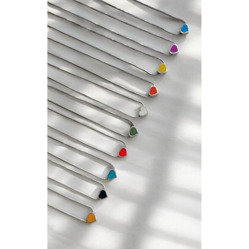 Colored Heart 
Silver Necklace
