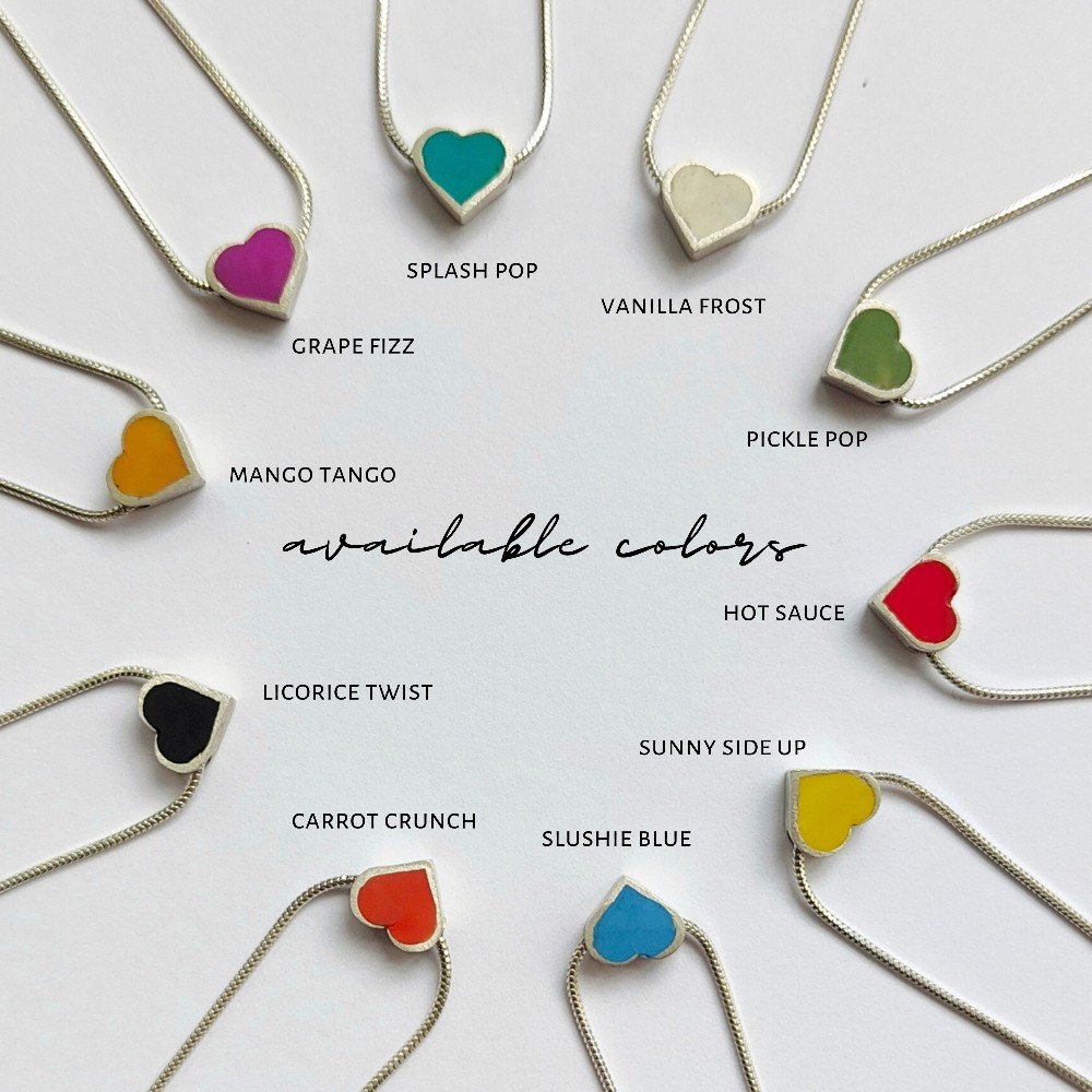 Colored Heart 
Silver Necklace