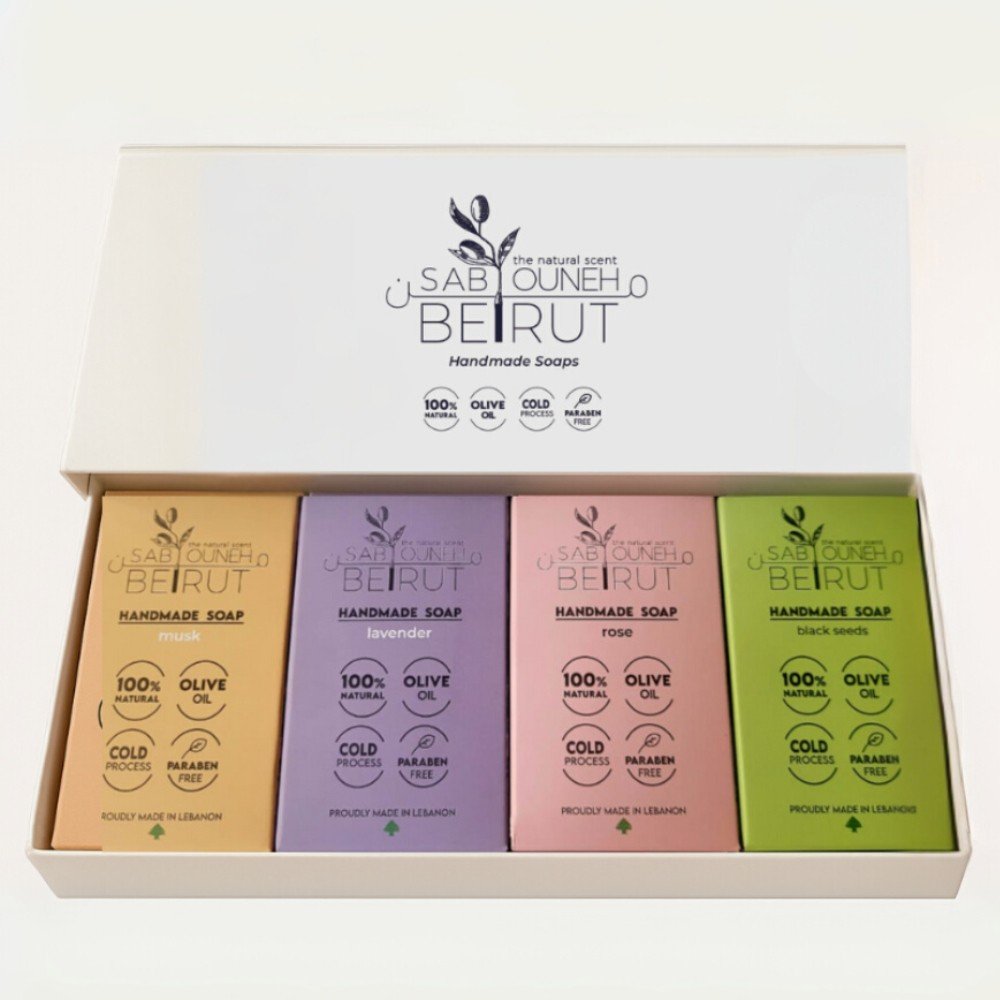 Gift Box of 4 Soaps: 
Sabouneh Mn Beirut