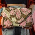 Pink Palm 
Embroidered Clutch