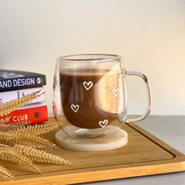 Mini Hearts 
Double Glass Cup