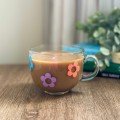 Colorful Flowers 
Glass Cup