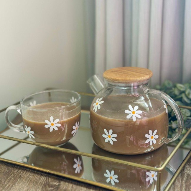 Daisies Glass 
Tea Pot