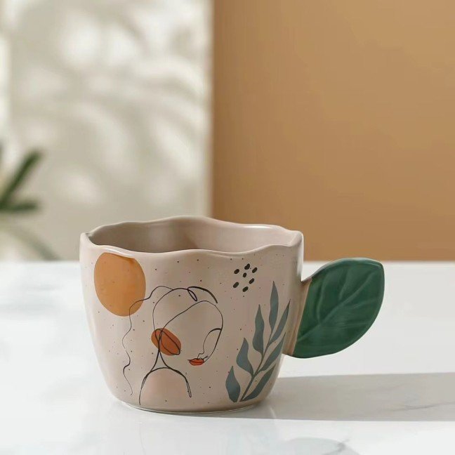 Leaf Handle 
Ceramic Mug
