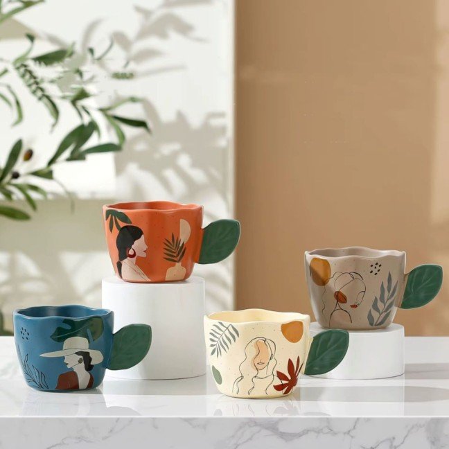 Leaf Handle 
Ceramic Mug