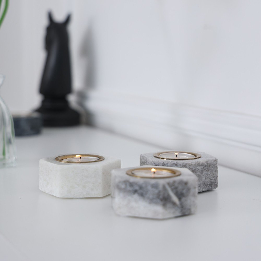 White Hexa 
Candle Holder