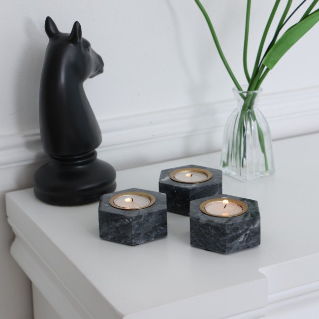 Black Hexa 
Candle Holder