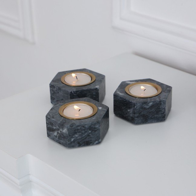 Black Hexa 
Candle Holder
