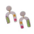 Floral U Shape 
Clay Earrings
