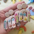 Floral U Shape 
Clay Earrings