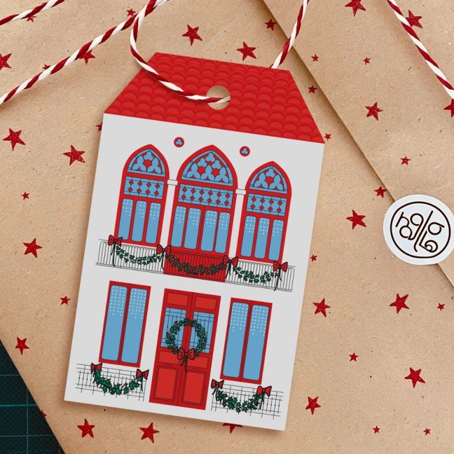 Pack of 8 Holiday Gift Tags: Christmas in Beirut