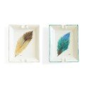 Two Porcelain Ashtrays: 
Feather Design