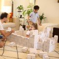 Rikbits Interlocking cardboard Bricks - 100 Pieces in white color