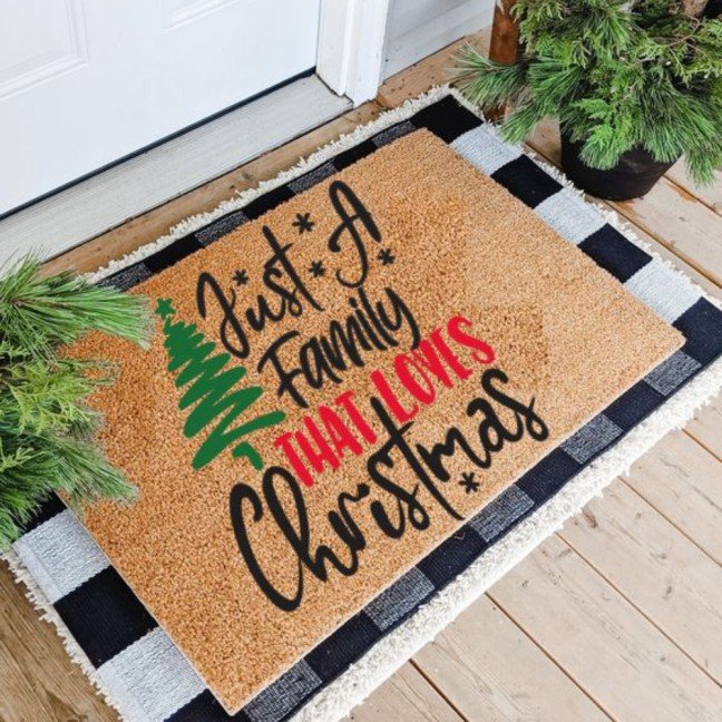 Holiday Doormat: Family 
That Loves Christmas