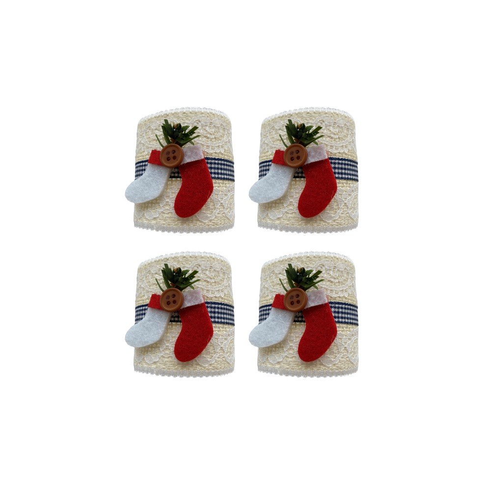 Set of Lace Napkin Rings: Christmas Stockings