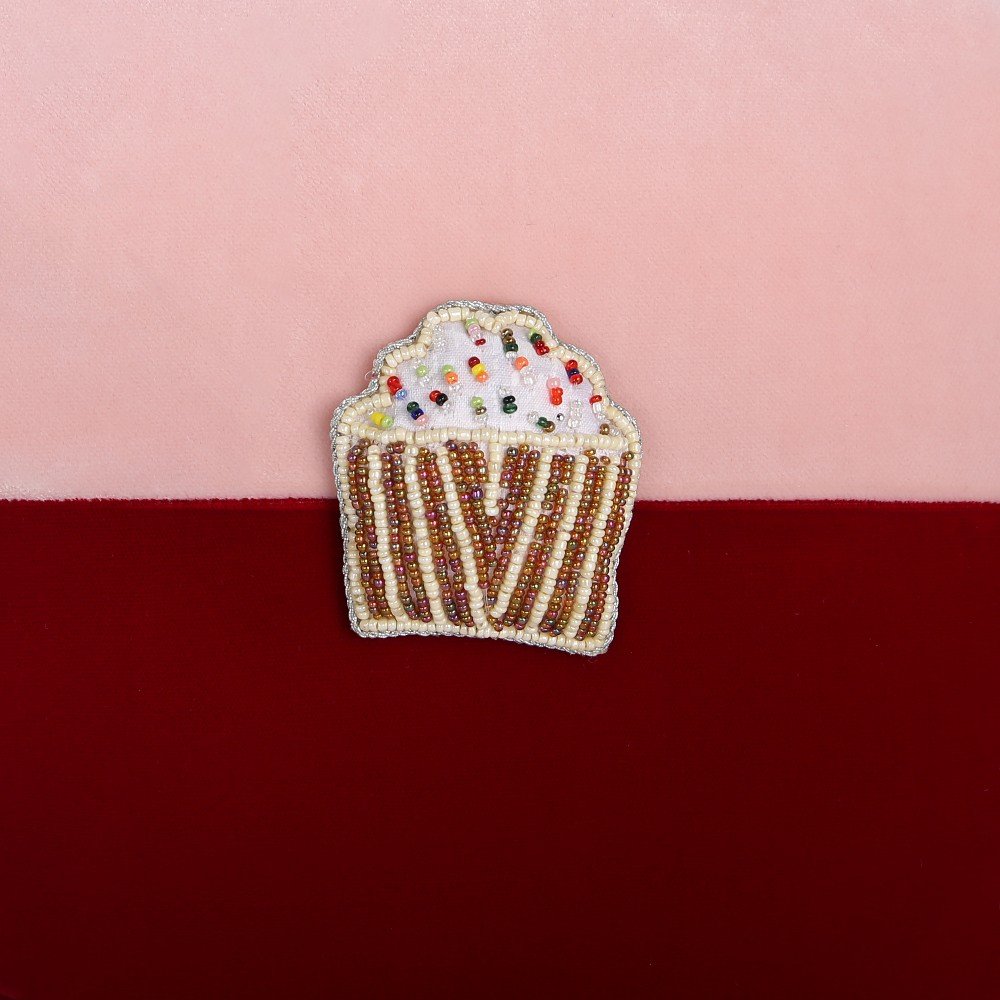 Embroidered velvet cupcake cushion