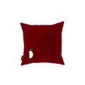 Hand embroidered red velvet penguin cushion