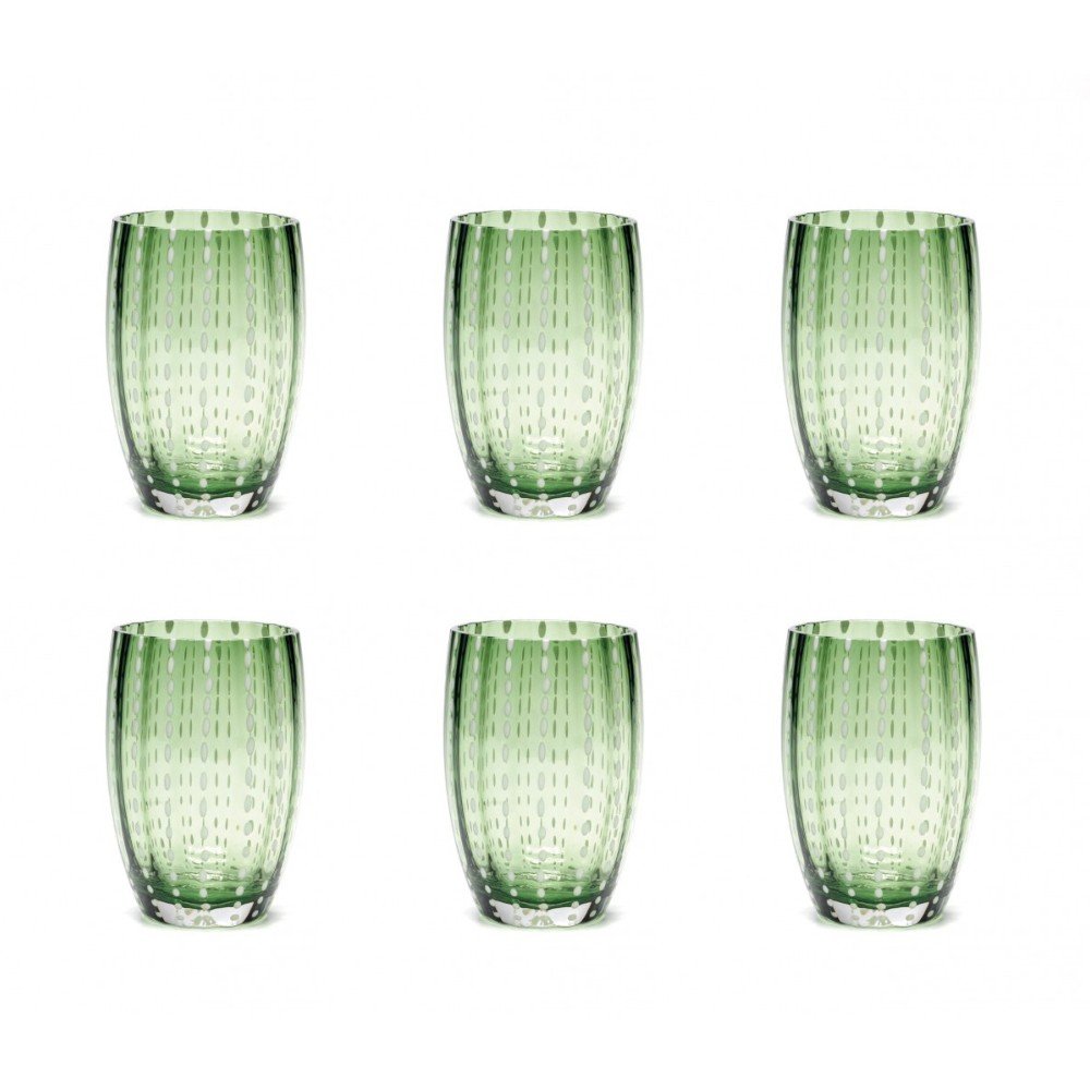 Set of 6 Perle Tumbler 
Verde Glasses