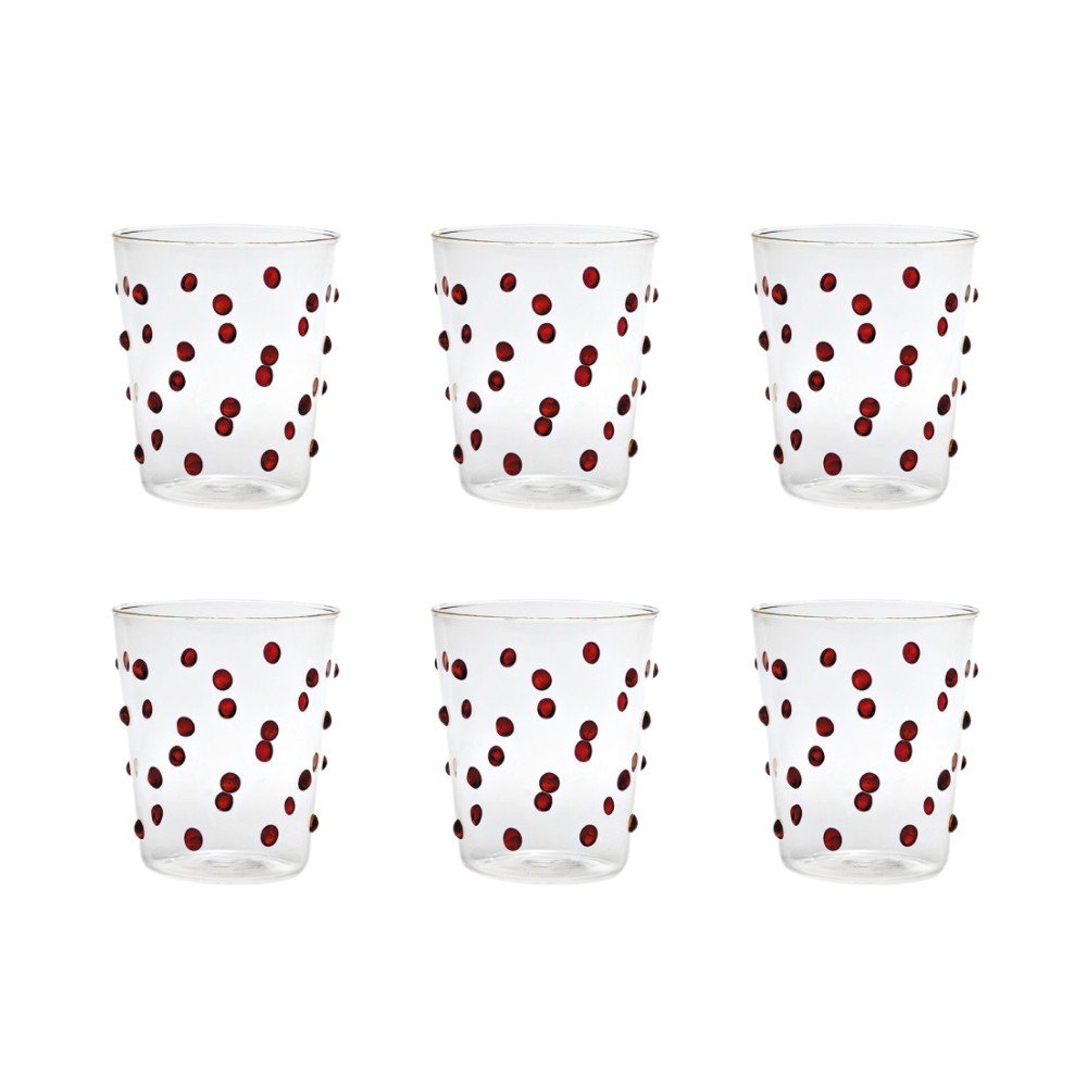Set of 6 Party Tumbler 
Red Glasses