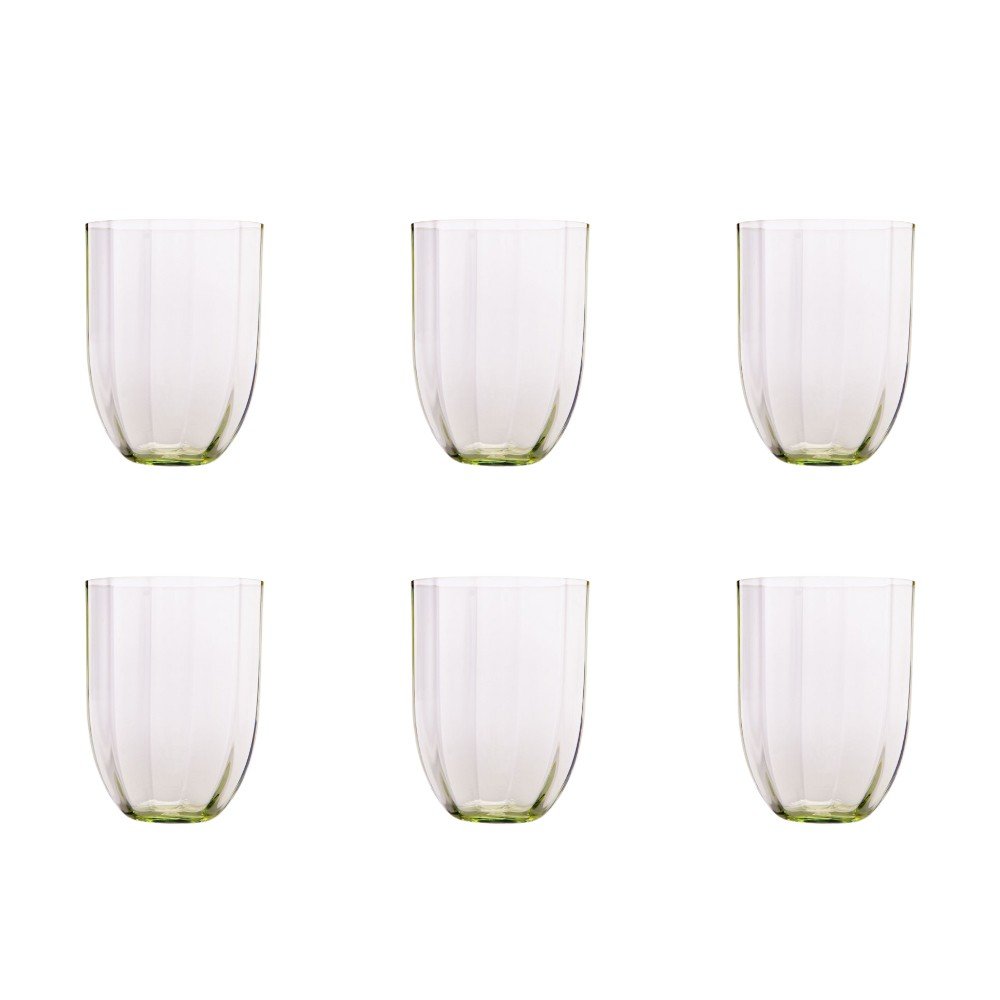 Set of 6 Straight Tumbler 
Olive Green Glasses