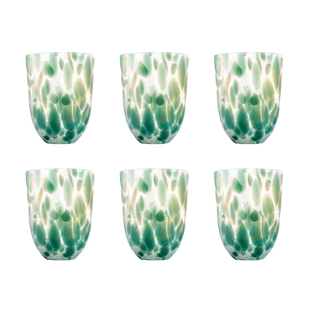 Set of 6 Big Confetti 
Tumbler Smaragd Glasses