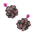 Embroidered Flower 
Double Layer Earrings