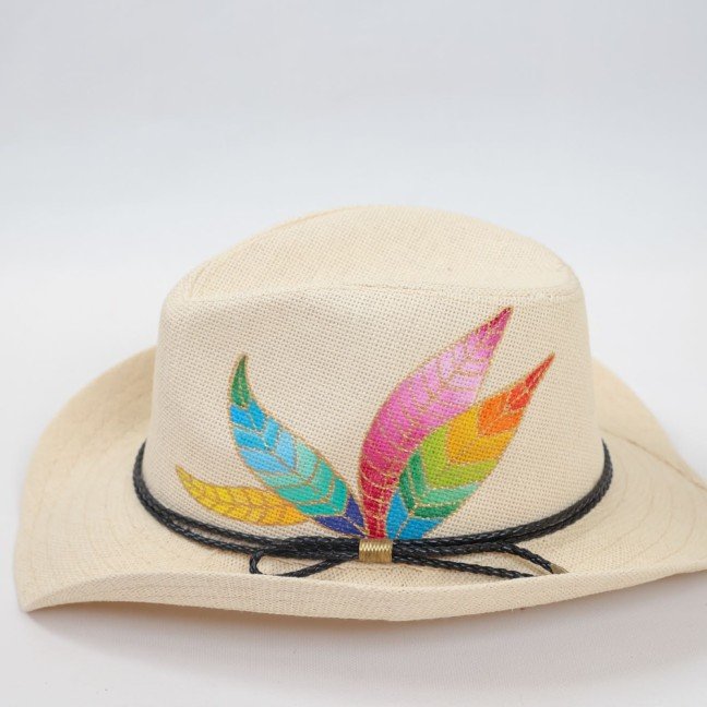 Colorful Leaf 
Handpainted Straw Hat