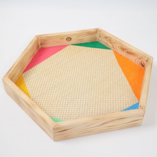 Handpainted Hexagon 
Wooden Tray