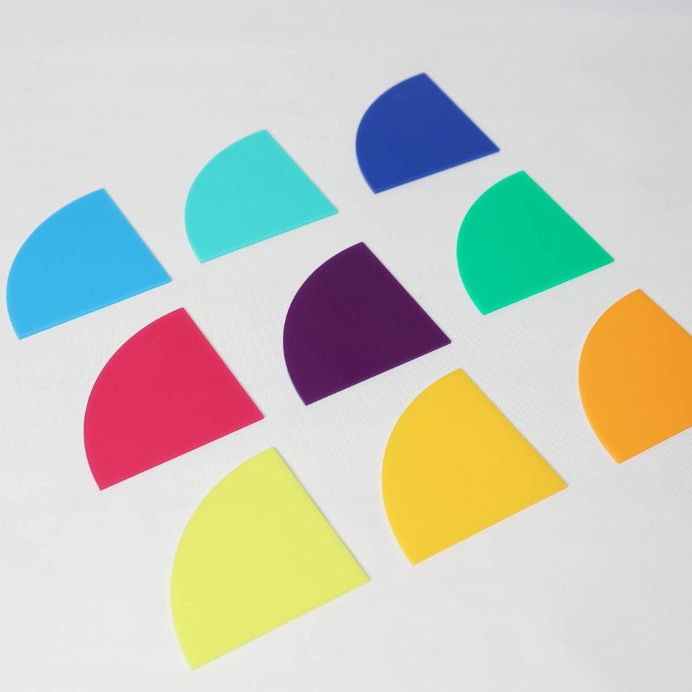 Set of 9 Multicolored 
Arc Plexi Coasters