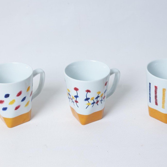 Set of 3 Blue Stroke 
Porcelain Mugs