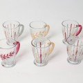 Set of 6 Red Leaf 
Glass Tea Cups