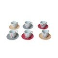 Set of 6 Red Leaf 
Porcelain Coffee Cups