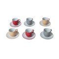 Set of 6 Unicolor 
Porcelain Coffee Cups