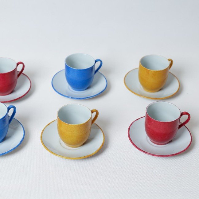 Set of 6 Unicolor 
Porcelain Coffee Cups I